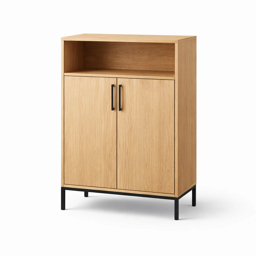 Sideboard Schrank mit offenem Fach Holzoptik Metallgestell